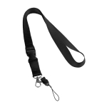 Lanyard de 2 cm de poliéster con mini lanyard y cierre Doubleclip Plus color negro