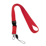 Lanyard de 2 cm de poliéster con mini lanyard y cierre Doubleclip Plus color rojo