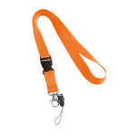Lanyard de 2 cm de poliéster con mini lanyard y cierre Doubleclip Plus color naranja