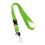 Lanyard de 2 cm de poliéster con mini lanyard y cierre Doubleclip Plus color verde manzana