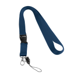 Lanyard de 2 cm de poliéster con mini lanyard y cierre Doubleclip Plus color azul marino
