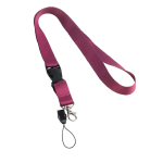 Lanyard de 2 cm de poliéster con mini lanyard y cierre Doubleclip Plus color morado