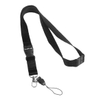 Lanyard de poliéster de 2 cm con cierre de seguridad Doubleclip Extra color negro