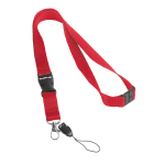 Lanyard de poliéster de 2 cm con cierre de seguridad Doubleclip Extra color rojo