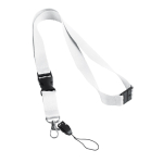 Lanyard de poliéster de 2 cm con cierre de seguridad Doubleclip Extra color blanco