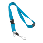 Lanyard de poliéster de 2 cm con cierre de seguridad Doubleclip Extra color azul cian
