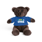 Peluche con camiseta para personalizar con logo Mister Oso color azul real imagen con logo
