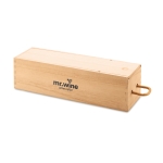 Caja para botella de vino de madera con asa de cordón Vinbox color madera vista principal cuarta vista