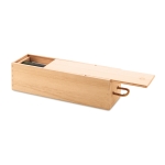 Caja para botella de vino de madera con asa de cordón Vinbox color madera quinta vista
