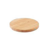 Cargador inalámbrico circular de bambú con pequeño led azul Natura color madera