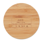 Cargador inalámbrico circular de bambú con pequeño led azul Natura color madera sexta vista