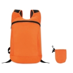 Mochila deportiva plegable de poliéster con funda MiniMax color naranja