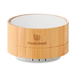 Destacado altavoz con Bluetooth personalizado de bambú Bamboo color blanco vista principal