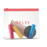 Neceseres publicitarios baratos de PVC transparente CabinCrew color rojo transparente vista principal segunda vista