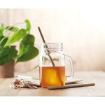 Set de 2 pajitas reutilizables de bambú con limpiador Bamboo color beige vista bodegón