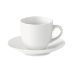 Taza de café espresso con plato de porcelana 80ml Lungo color blanco
