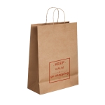 Bolsa kraft personalizada mediana con asa torcida 115 g/m2 Craft color natural imagen con logo