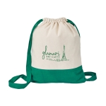 Mochila saco bicolor de lona de algodón 180 g/m2 CottonStyle color verde imagen con logo 2