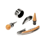 Elegante set de vino en caja redonda de corcho con 4 piezas Cork color natural cuarta vista