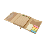 Bloc de notas papel reciclado con adhesivos, regla y boli PocketDesk color natural tercera vista