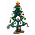 Pequeño árbol de navidad decorativo con 12 adornos Navideño Noel color verde