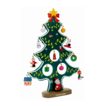 Pequeño árbol de navidad decorativo con 12 adornos Navideño Noel color verde vista de impresión
