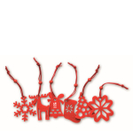 Conjunto de 6 adornos navideños de fieltro para publicidad Xmas color rojo vista de impresión