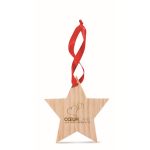Estrella de madera con cinta roja para merchandising Navideño Starwood color madera vista principal