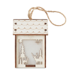 Adorno de navidad en forma de casa con luces Navideño Lampion color madera cuarta vista