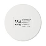 Cargador inalámbrico con logo a todo color  barato Fullprint Round color blanco quinta vista