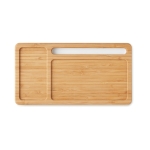 Set de sobremesa de bambú con cargador inalámbrico Bamboo Tidy color blanco cuarta vista