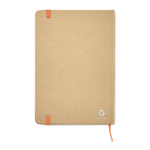 Libreta personalizada reciclada con elástico A5 hojas a rayas EcoNote color naranja segunda vista