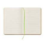 Libreta personalizada reciclada con elástico A5 hojas a rayas EcoNote color verde lima cuarta vista