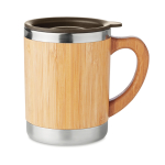 Elegante taza de acero con carcasa de bambú y asa 300ml Natural color madera