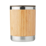 Elegante taza de acero con carcasa de bambú y asa 300ml Natural color madera tercera vista
