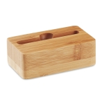 Soporte de móvil personalizado de bambú con amplificador Acoustic color madera tercera vista