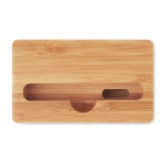 Soporte de móvil personalizado de bambú con amplificador Acoustic color madera octava vista