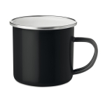 Taza vintage de metal con borde plateado de 350ml Classic color negro