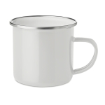 Taza vintage de metal con borde plateado de 350ml Classic color blanco
