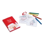 Set infantil de dibujos de cartón y ceras para colorear Santa color rojo imagen con logo
