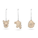 Set de 3 decoraciones en madera para pintar con lápices de color Noel color natural