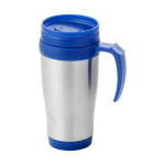 Taza isotérmica barata de acero con interior plástico 400ml Barista color azul