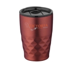 Vaso térmico de acero con formas geométricas 350ml Avenue Liberica color rojo segunda vista con logo