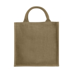 Bolsa de tote de yute con asas de cordón de algodón Jute Side color natural segunda vista frontal