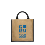 Bolsa de tote de yute con asas de cordón de algodón Jute Side vista principal