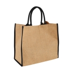 Bolsa tote de yute con cierre de velcro y asas doble Jute Edge color negro