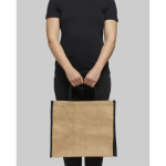 Bolsa tote de yute con cierre de velcro y asas doble para marketing color negro imagen de estilo de vida 2