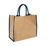 Bolsa tote de yute con cierre de velcro y asas doble Jute Edge color azul