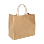 Bolsa tote de yute con cierre de velcro y asas doble Jute Edge color blanco