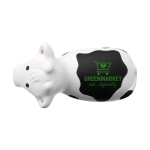 Pelota antiestrés en forma de vaca para merchandising Moo color blanco vista impresión tampografía